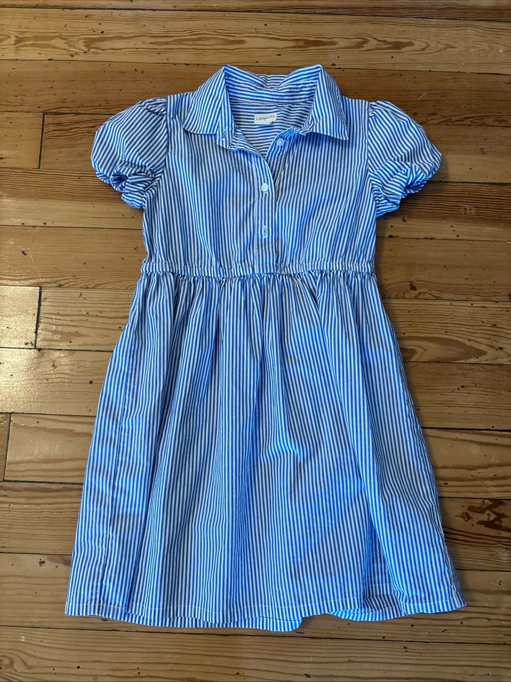 J.Crew Crewcuts Factory Blue Collared Striped Shirtdress Size 8 CB580